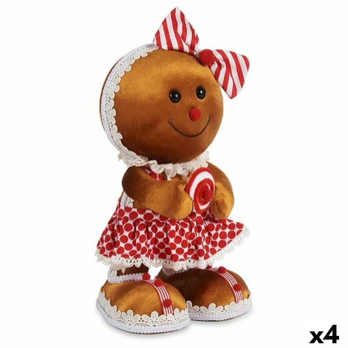 Figura Decorativa Krist+ Marrón Rojo Lazo Galleta 19 x 33 x 15 cm (4 Unidades)