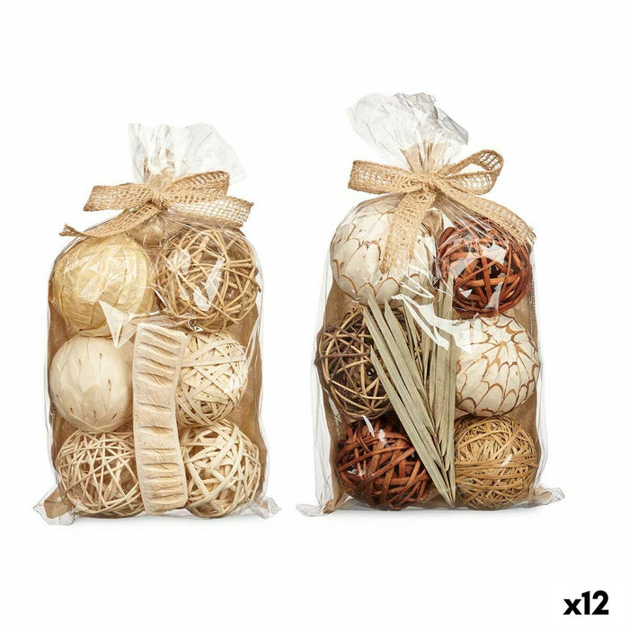 Set de Bolas Decorativas Gift Decor Blanco Marrón 22 x 40 x 9 cm (12 Unidades)