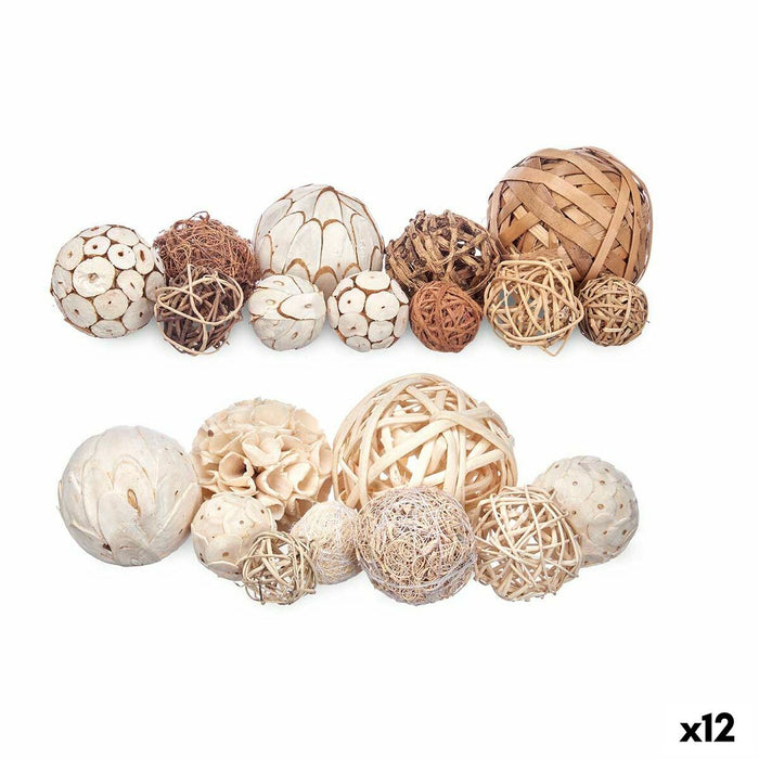 Set de Bolas Decorativas Gift Decor Blanco Marrón 20 x 30 x 10 cm (12 Unidades)