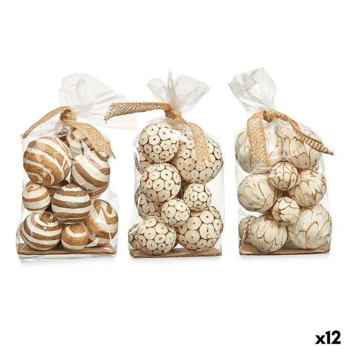 Jeu de boules décoratives Gift Decor Blanc Marron 14 x 31 x 10 cm (12 Unités)