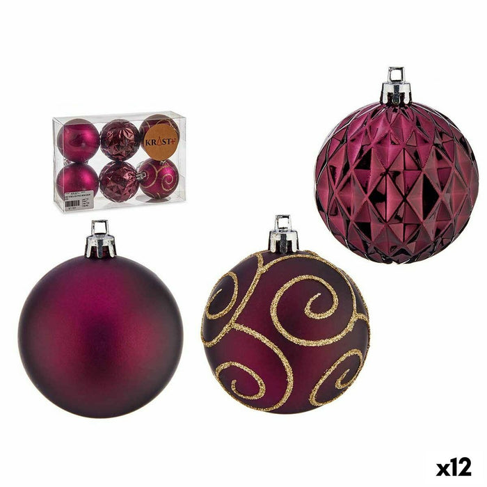 Set de Bolas de Navidad Krist+ Morado Plástico Ø 6 cm (12 Unidades)