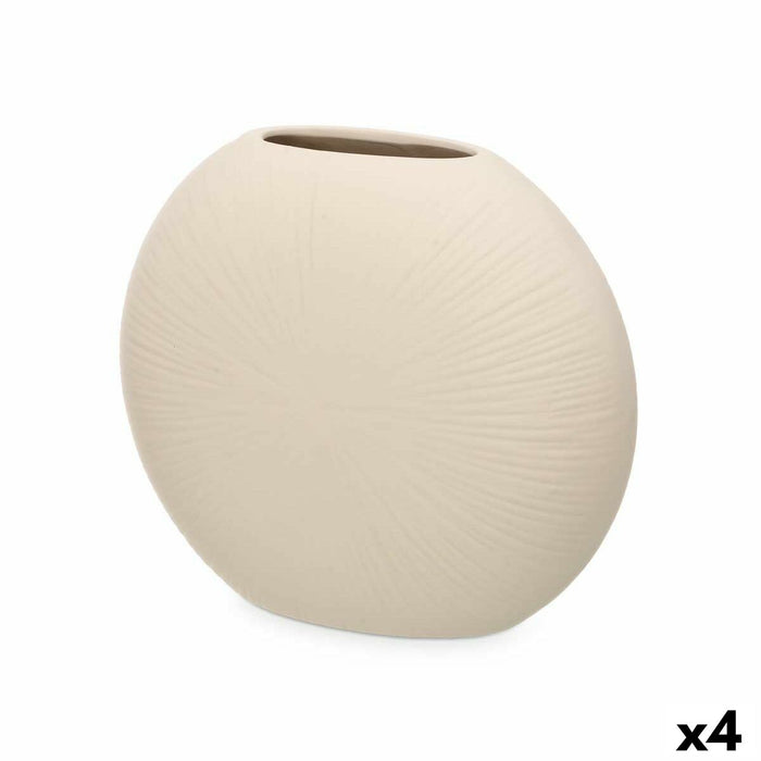Jarrón Gift Decor 29/29-C 29/29-C Beige Cerámica Circular 29 x 26 x 11 cm (4 Unidades)