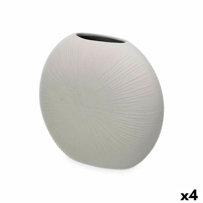 Jarrón Gift Decor 29/29-CZ 29/29-CZ Gris Cerámica Circular 29 x 26 x 11 cm (4 Unidades)