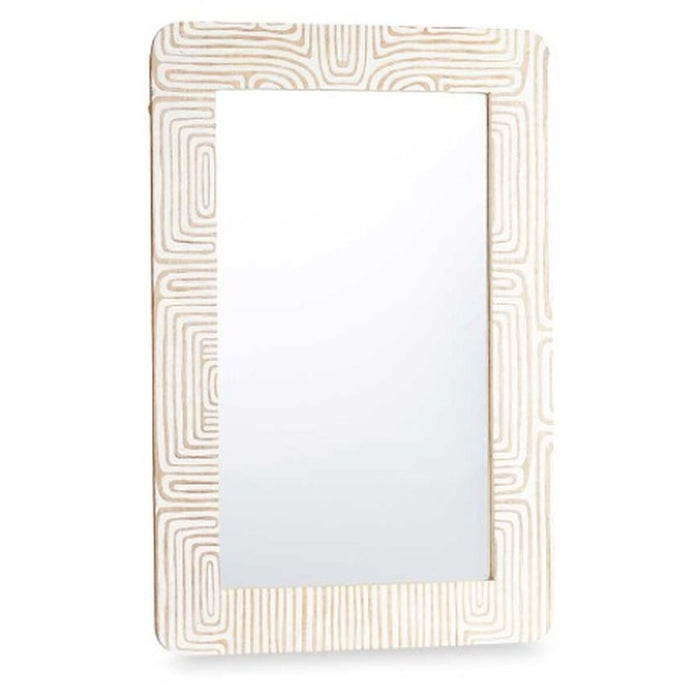 Espejo de pared Gift Decor Blanco Marrón 90 x 60 x 2 cm Rectangular