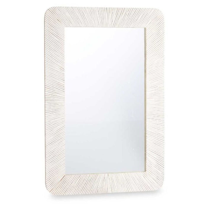 Wall mirror Gift Decor White Brown Stripes 90 x 60 x 2 cm Rectangular