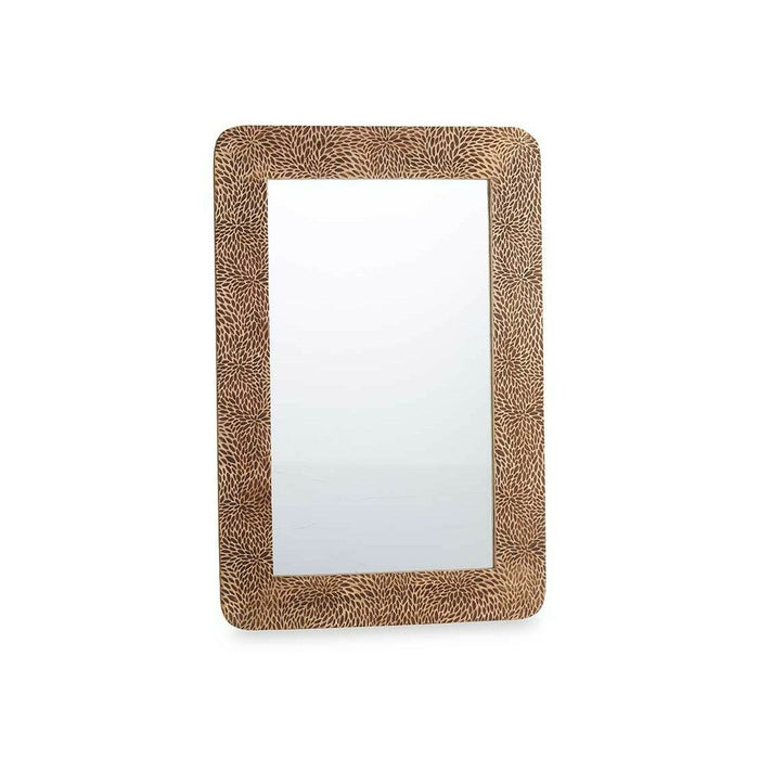 Espejo de pared Gift Decor Marrón Hojas 90 x 60 x 2 cm Rectangular