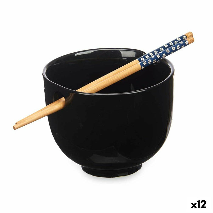Cuenco Kinvara B10067A-N Negro Bambú 24 x 10,7 x 13,3 cm Palillos asiatico/oriental (12 Unidades)