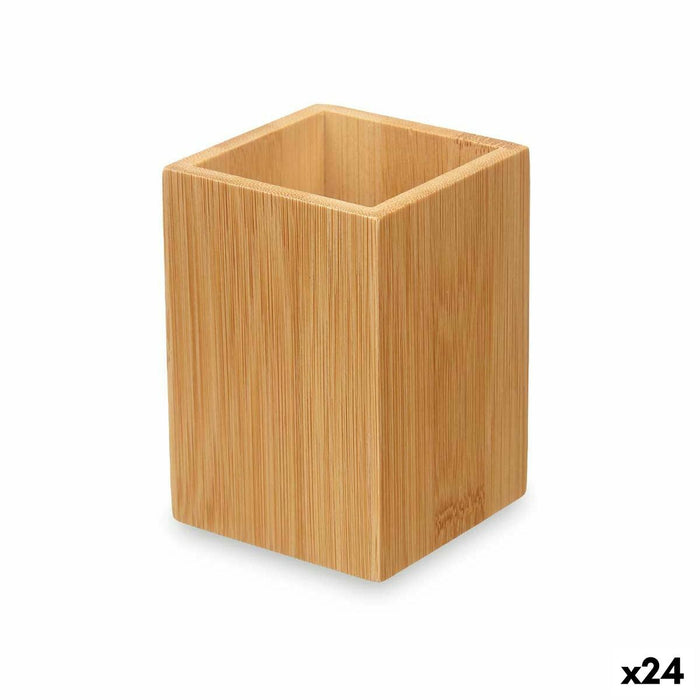 Portacepillos de Dientes Berilo Natural Bambú Plástico 6,8 x 9,7 x 6,8 cm (24 Unidades)