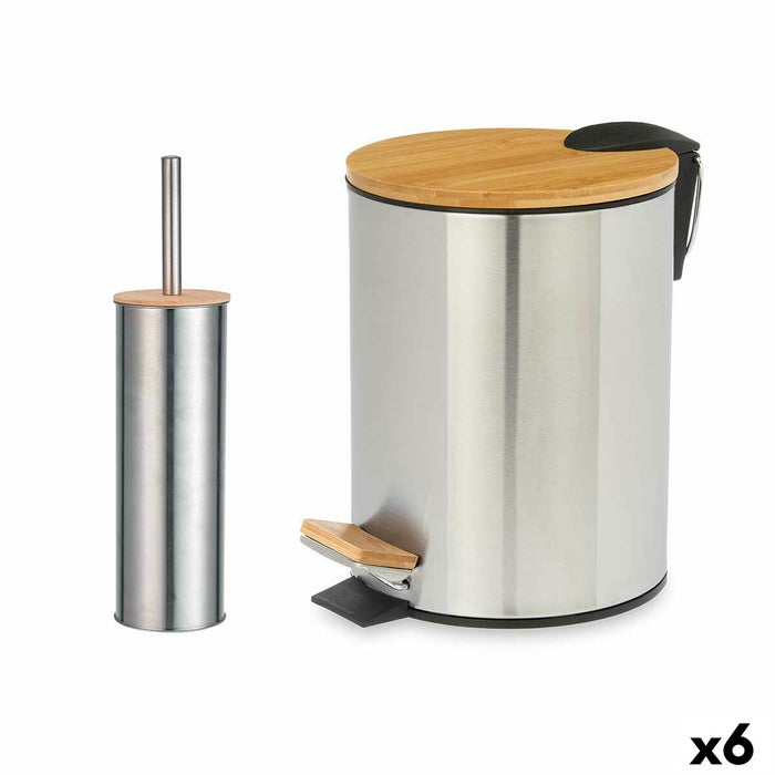 Set de Baño Berilo B0353S 3L+B1041S Plateado Bambú Acero Inoxidable Polipropileno 2 Piezas (6 Unidades)