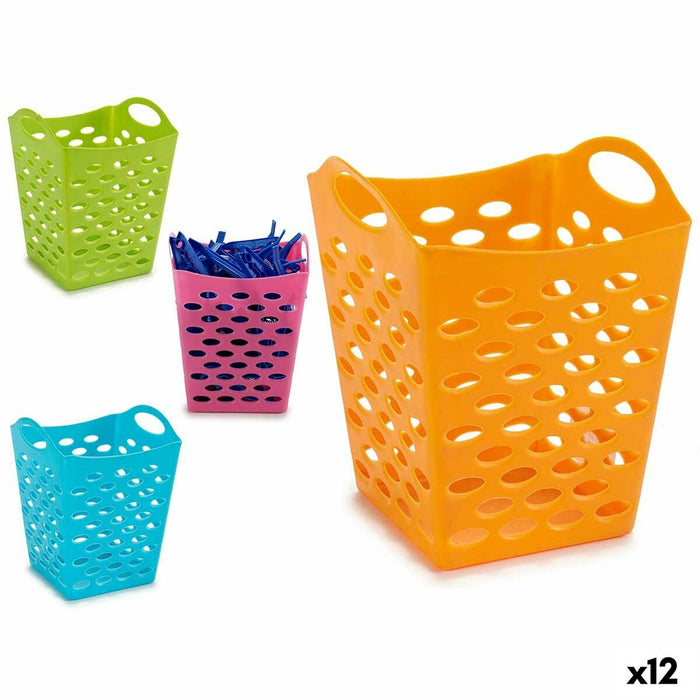 Peg Basket Yellow Blue Orange Pink Polyethylene Plastic 13 x 17 x 13 cm (12 Units)