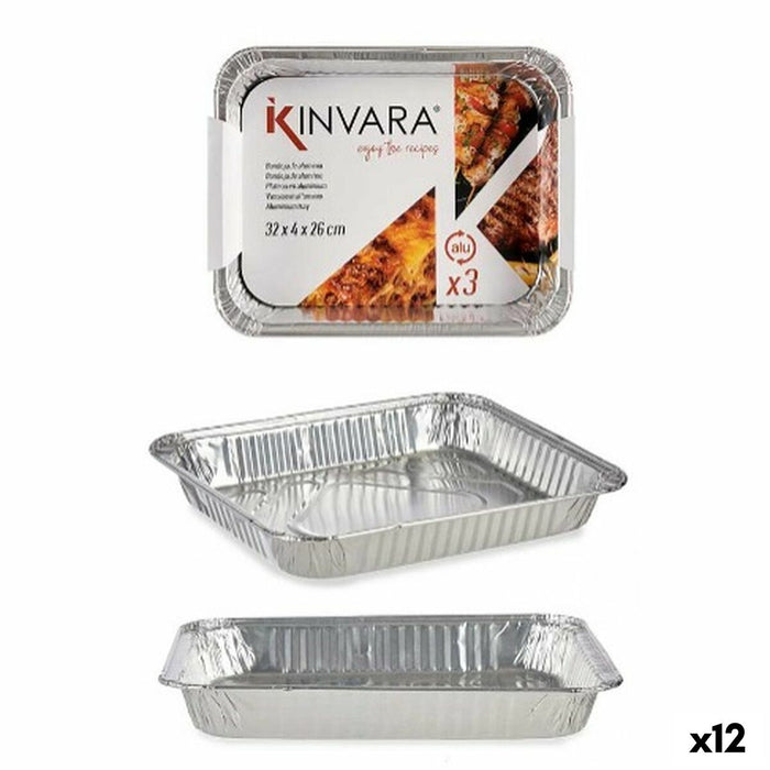 Set of trays Kinvara 82262 12 Units 3 Pieces