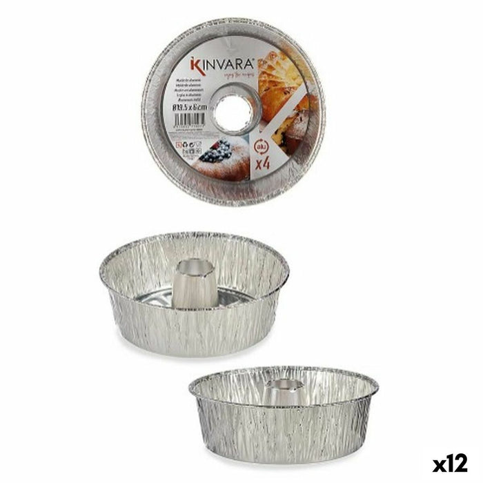 Set of Cake Tins Kinvara Silver Aluminium 19,5 x 7 x 19,5 cm 19,5 x 19,5 x 6 cm 4 Pieces (12 Units)