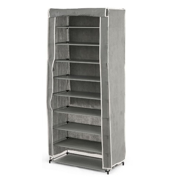 Shoe Rack Kipit Black Grey Cloth Plastic 58 x 32 x 157 cm