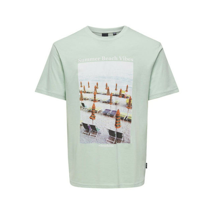 Camiseta de Manga Corta Hombre Only & Sons Onskolton Reg Beach Surf Verde