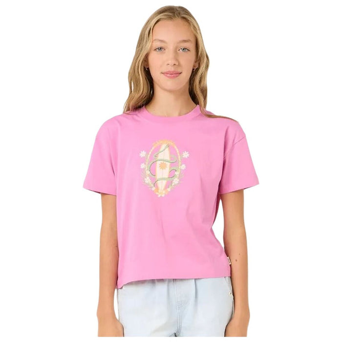 T shirt à manches courtes Enfant Rip Curl Island Surf Crop Rose