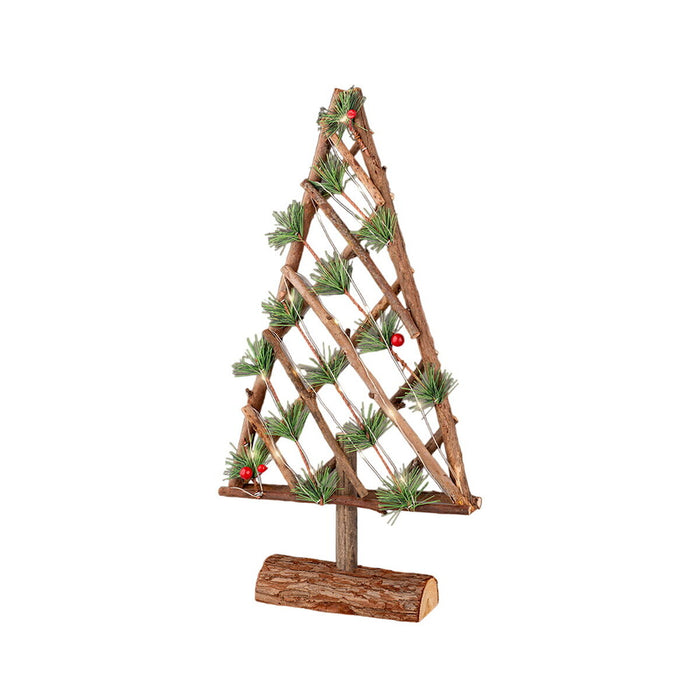 Árbol de Navidad Lumineo Blanco Cálido Madera 25,5 x 6 x 49 cm MicroLED Decorativo