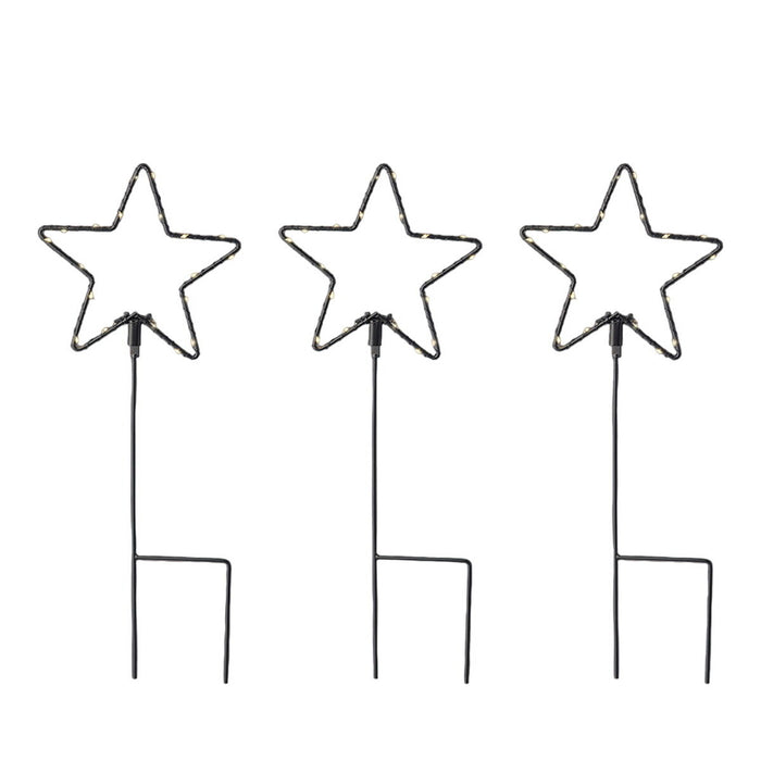 Set of LED garden stakes Lumineo Christmas Stars Ø 15 x 42,5 cm MicroLED 3 Pieces