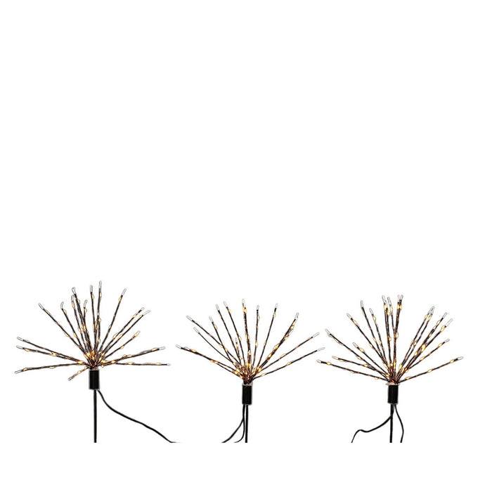 Set de piquets LED de jardin Lumineo Feux d’artifice Noël 220 V MicroLED 3 Pièces