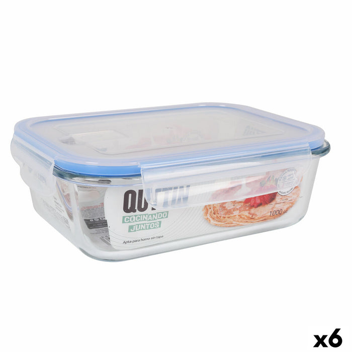 Fiambrera Hermética Quttin Transparente Rectangular 1L (6 Unidades)