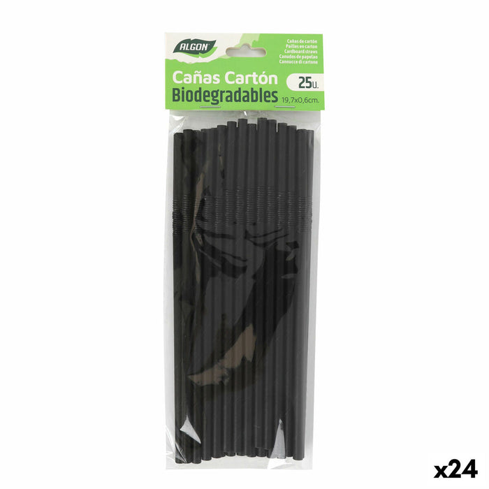 Reusable Drinking Straw Algon Black 19,7 x 0,6 cm 25 Pieces 24 Units