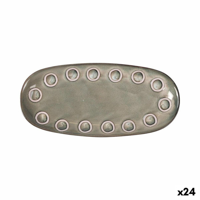 Plat à Gratin La Mediterránea Almudena Gris Oblongue 25 x 12 x 2,2 cm (24 Unités)