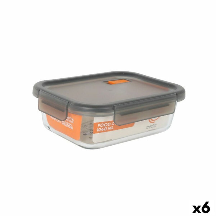 Fiambrera Hermética MasterChef Gris Transparente Rectangular 1,04 L (6 Unidades)