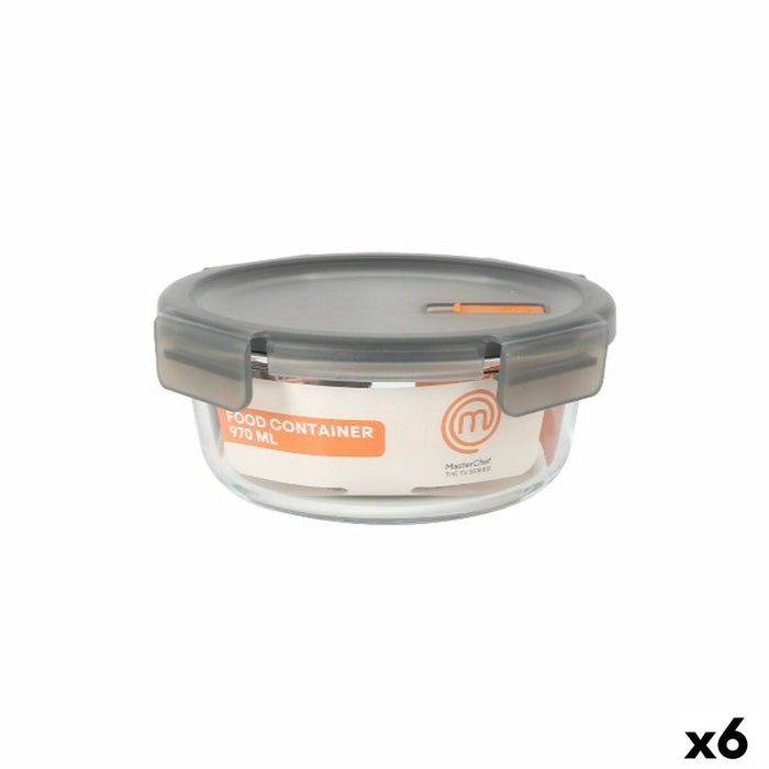 Fiambrera Hermética MasterChef Gris Transparente Redonda 970 ml (6 Unidades)