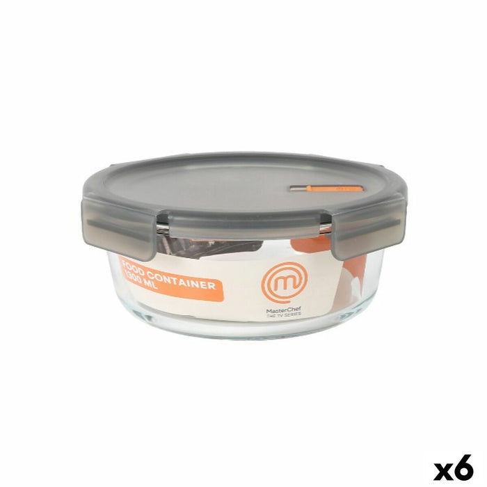 Fiambrera Hermética MasterChef Gris Transparente Redonda 1,3 L (6 Unidades)