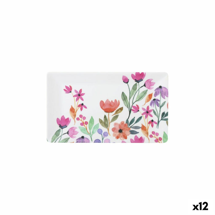 Snack tray La Mediterránea Flowers 25 x 15 x 2 cm (12 Units)