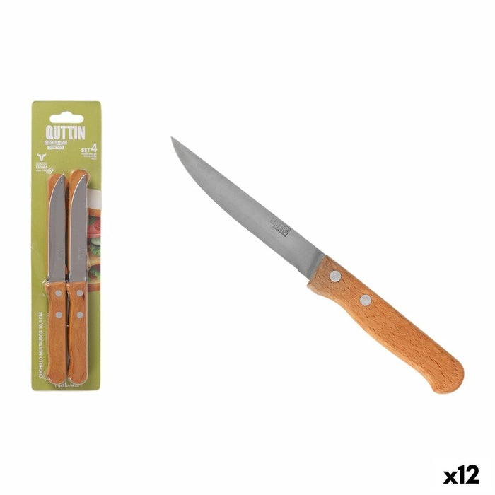 Set de Cuchillos Quttin Natura Marrón Plateado Acero Inoxidable 10,5 cm 4 Piezas (12 Unidades)