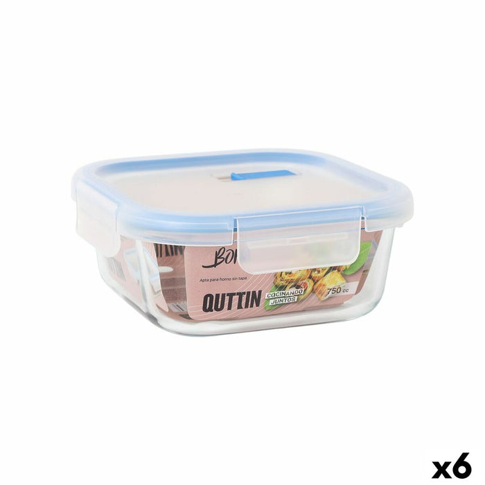 Fiambrera Hermética Quttin Boho Transparente 750 ml (6 Unidades)