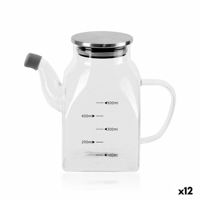 Cruet La Mediterránea Transparent Silver Metal Borosilicate Glass 0,5 L (12 Units)