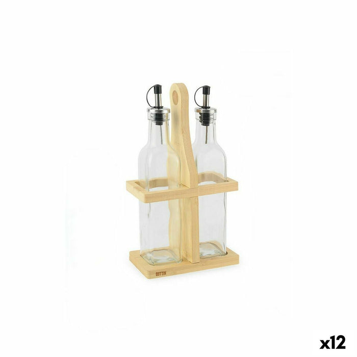 Set para Aliñar Quttin Marrón Transparente Vidrio Bambú 250 ml 2 Piezas (12 Unidades)