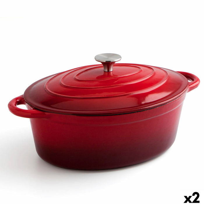 Casserole avec Couvercle Bidasoa Fierro Rouge 4,3 L 30 x 23 cm (2 Unités)