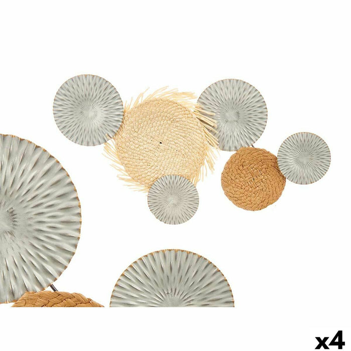 Decoración de Pared Gift Decor Marrón Gris Metal 76,8 x 4,4 x 50,2 cm (4 Unidades)