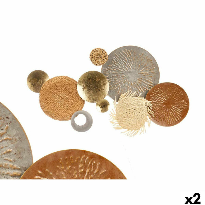 Wall Decoration Gift Decor Brown Grey Metal Paper Natural Fibre 90,2 x 5,7 x 47 cm (2 Units)