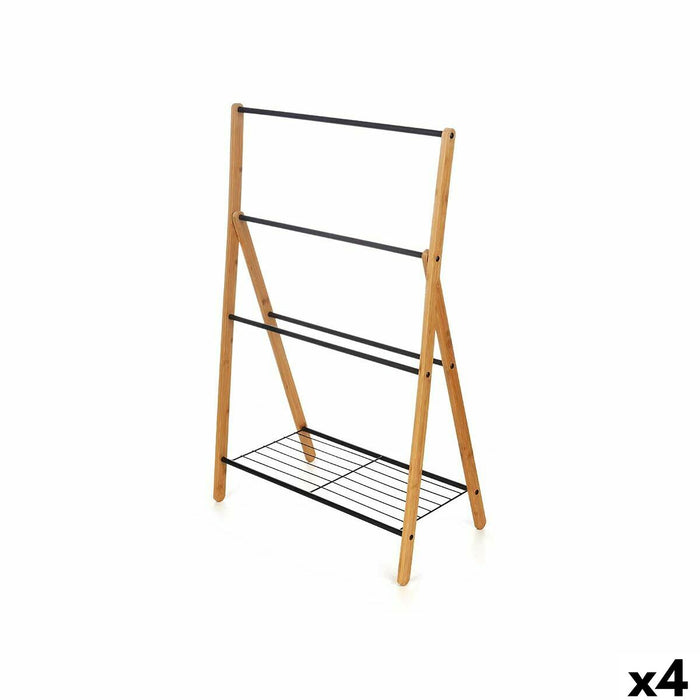 Free-Standing Towel Rack Kipit Black Metal Bamboo 60 x 90 x 37 cm 60 x 87 x 37 cm 4 Units