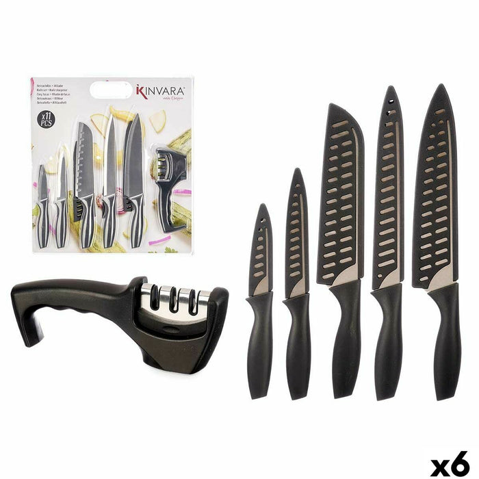 Knife Set Kinvara Black Stainless steel polypropylene Knife Sharpener (6 Units)