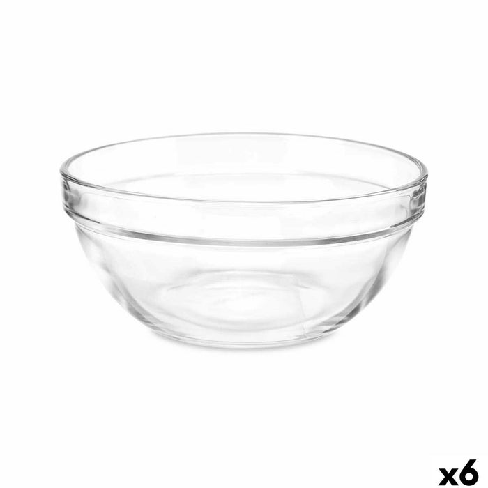 Bol para Mezclar Vivalto 76760 76760 Transparente Vidrio 14 x 6,5 x 14 cm 6 Unidades