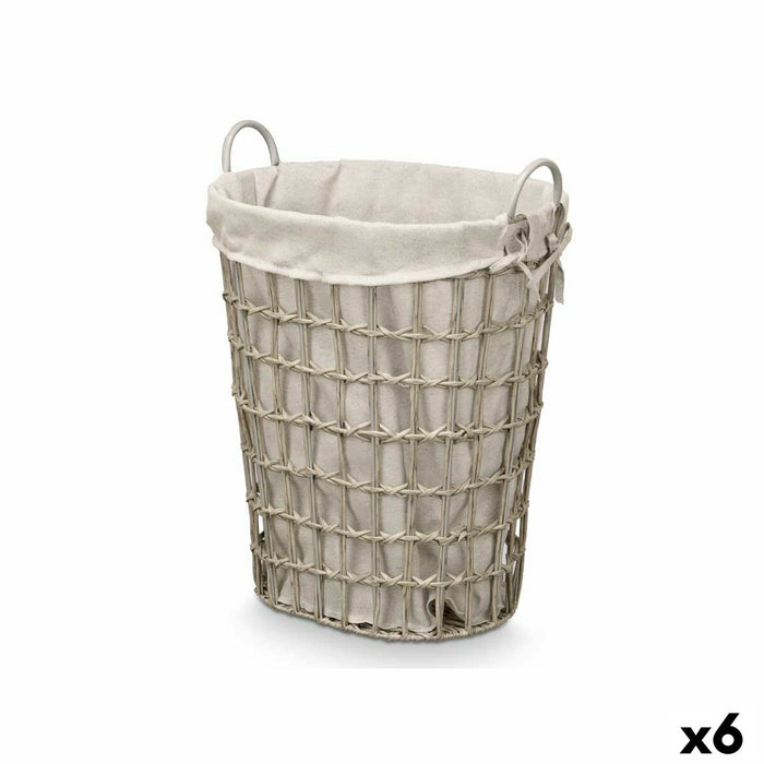 Cesto Kipit HX30553 Gris Poliéster Tela Polipropileno Hierro Plástico 50 % algodón 48 x 58 x 34 cm 49 x 58 x 35 cm (6 Unidades)