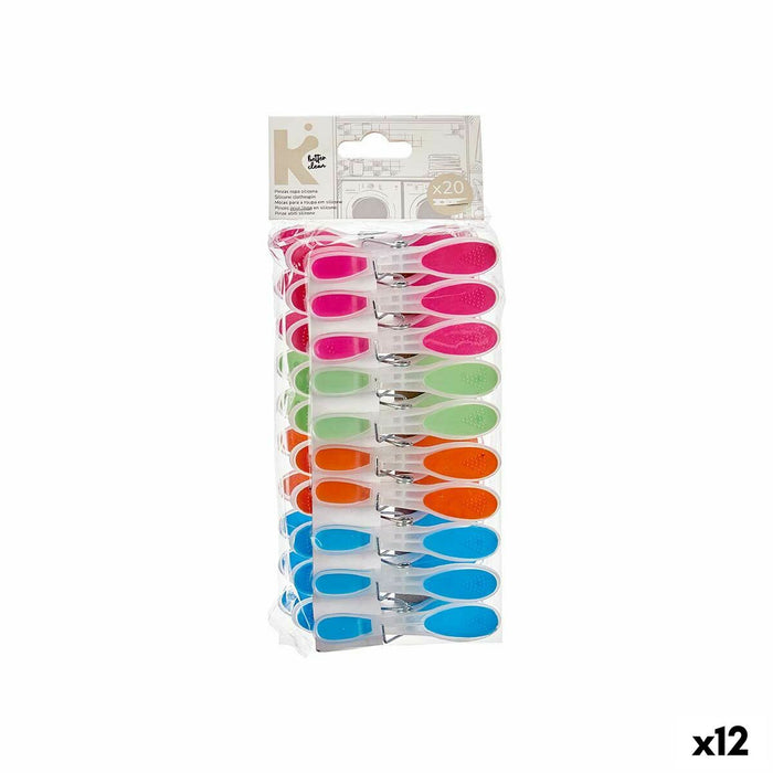 Pinces à linge Multicouleur Métal Silicone Plastique 8,3 x 3,5 cm (12 Unités)