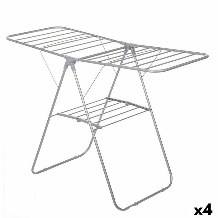 Tendedero Plegable Gris Metal 136,5 x 59 x 93,5 cm (4 Unidades)