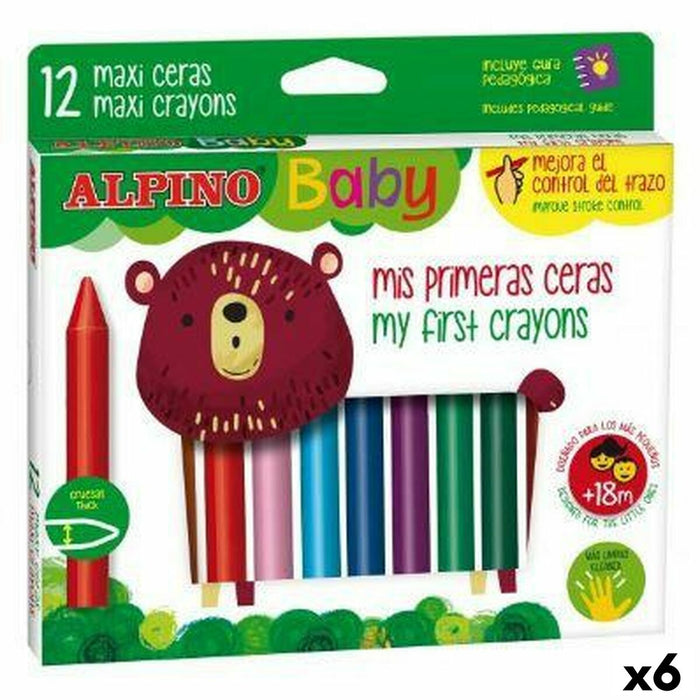 Ceras de colores Alpino Baby Multicolor 12 Piezas (6 Unidades)