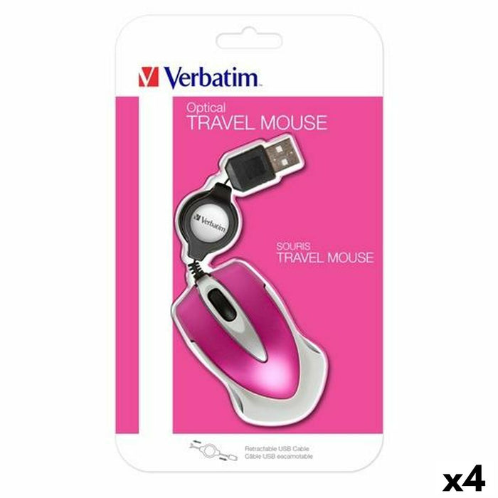Ratón Verbatim Go Mini Negro Fucsia 1000 dpi (4 Unidades)