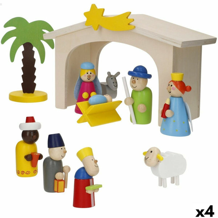 Christmas nativity set Woomax Wood plywood 23 x 16 x 11 cm (4 Units)